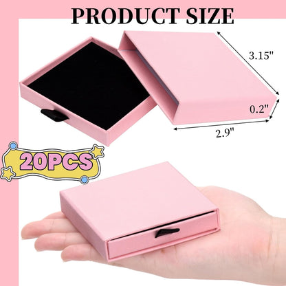 20 Pack Pink Jewelry Gift Boxes, Cardboard Jewelry Packaging Boxes with Lid and Black Sponge Lining, Small Empty Bracelet Gift Box Bulk for Earrings, Necklaces, Christmas, Valentine's Day