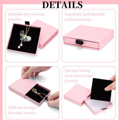 20 Pack Pink Jewelry Gift Boxes, Cardboard Jewelry Packaging Boxes with Lid and Black Sponge Lining, Small Empty Bracelet Gift Box Bulk for Earrings, Necklaces, Christmas, Valentine's Day