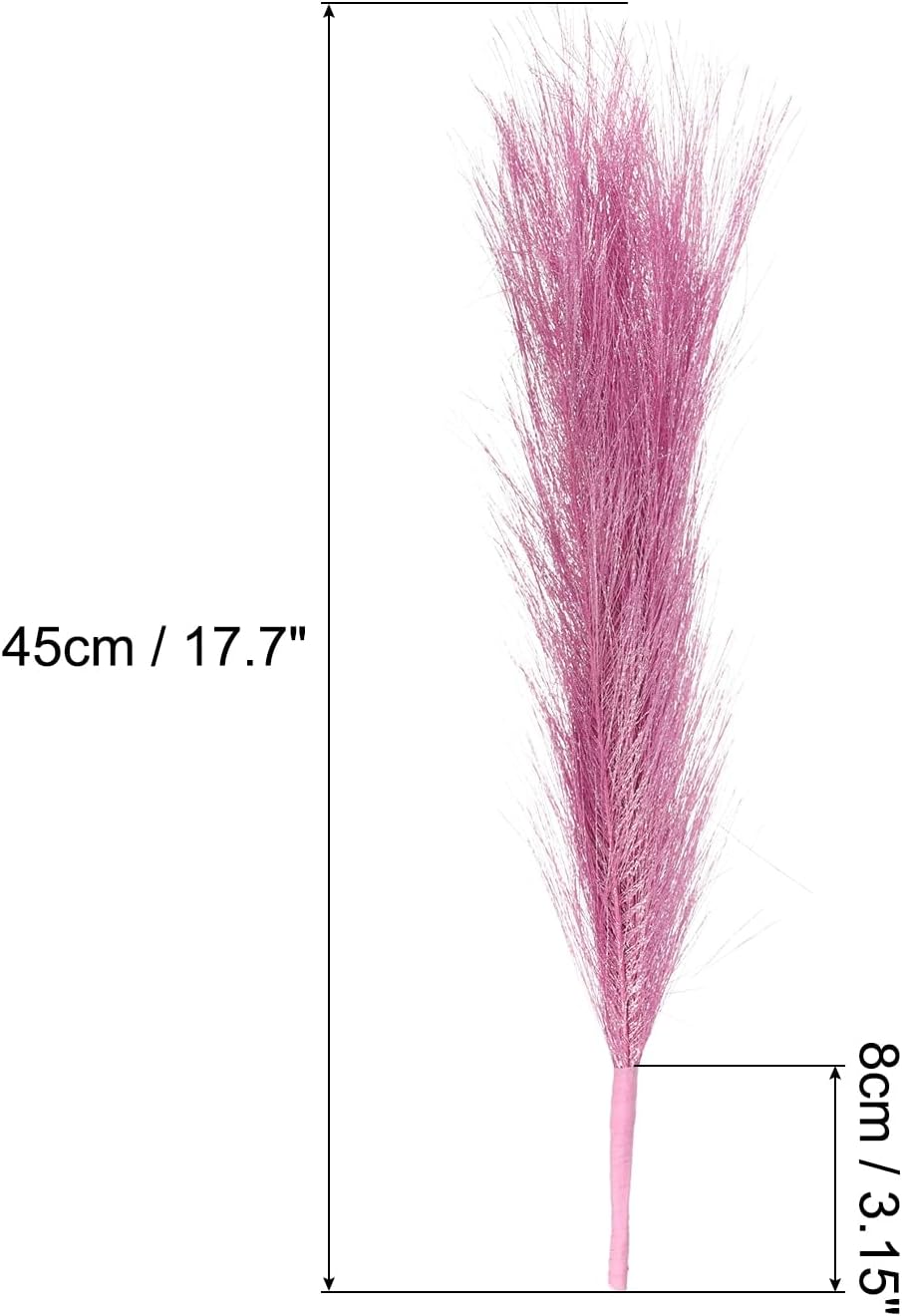 2Pcs Faux Pampas Grass Small 45cm/17.7" Fake Fluffy Pampas Grass 7 Branches Artificial Vase Filler for Home Office Vase Wedding Decoration Pink