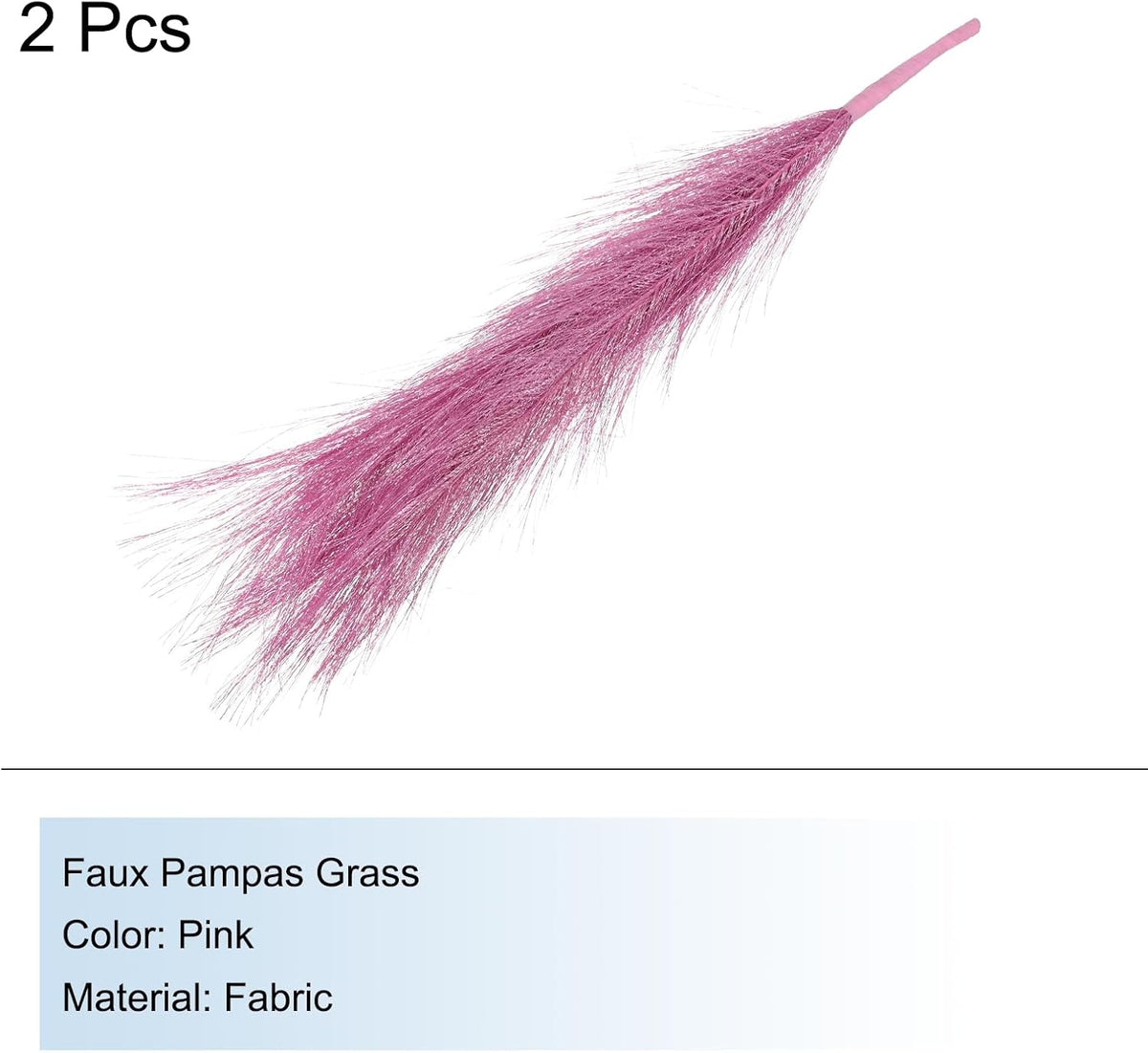 2Pcs Faux Pampas Grass Small 45cm/17.7" Fake Fluffy Pampas Grass 7 Branches Artificial Vase Filler for Home Office Vase Wedding Decoration Pink