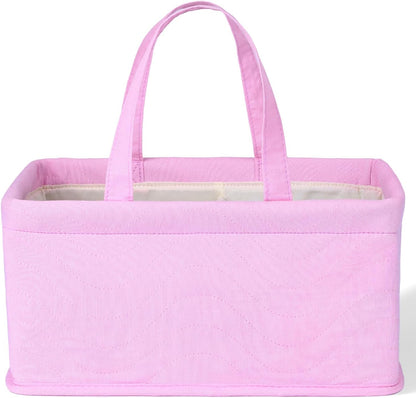 Baby Diaper Caddy Organizer, Pink Quilted Fabric, Car Diaper Caddy