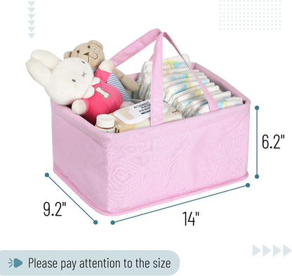 Baby Diaper Caddy Organizer, Pink Quilted Fabric, Car Diaper Caddy