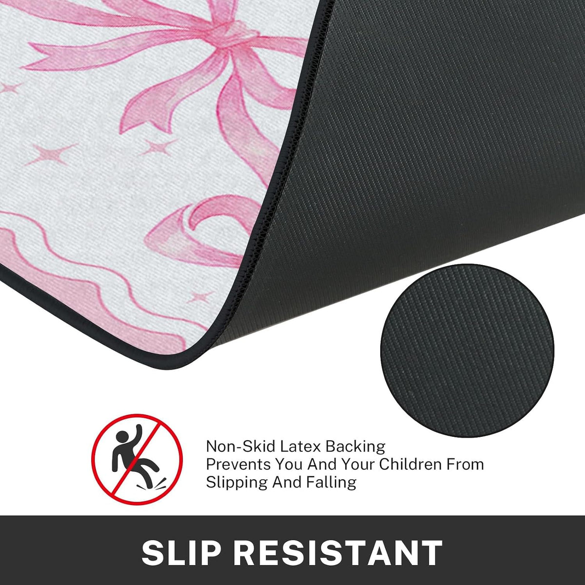 Kitchen Rugs Set of 2 Non Slip WashableCoquette Bow