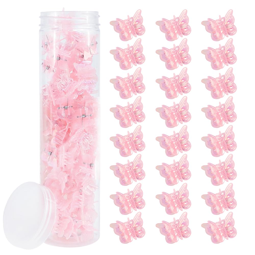 60PCS Mini Pink Butterfly Hair Clips for Y2k Hair Accessories