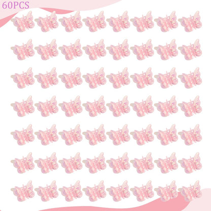60PCS Mini Pink Butterfly Hair Clips for Y2k Hair Accessories