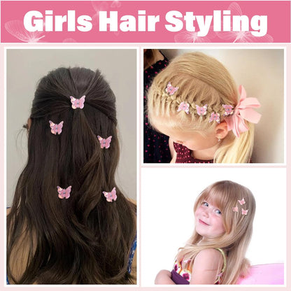 60PCS Mini Pink Butterfly Hair Clips for Y2k Hair Accessories