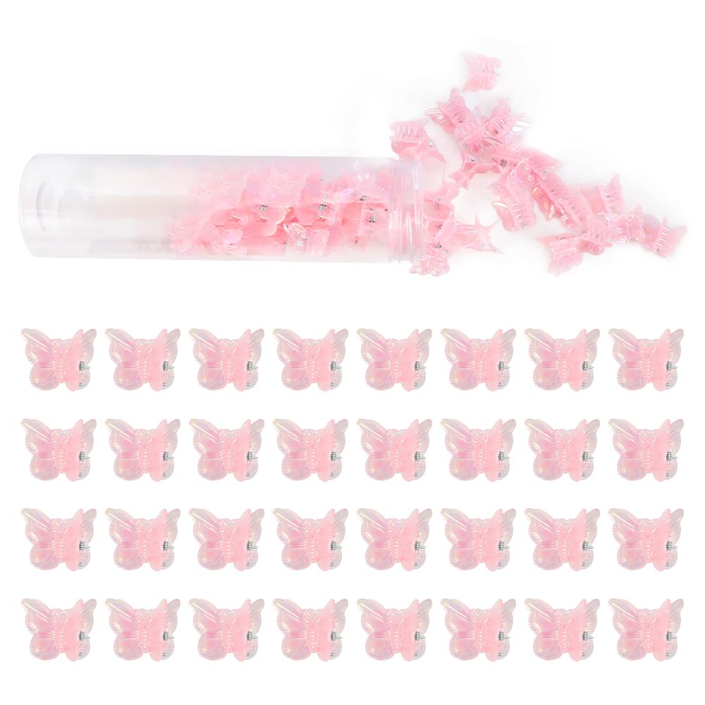 60PCS Mini Pink Butterfly Hair Clips for Y2k Hair Accessories