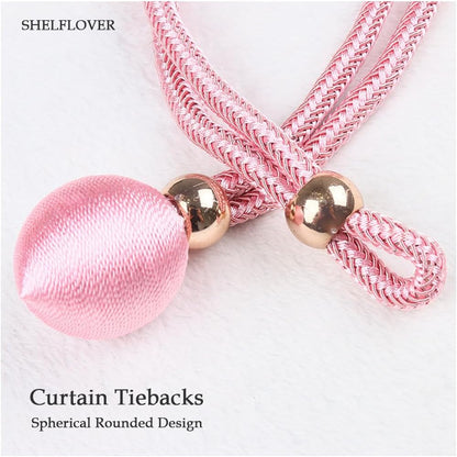 2pcs Fabric Curtain Tiebacks, Windows Curtain Hold Back for Home Essential Bedroom Living Room, Circular Rope Holder, Pink