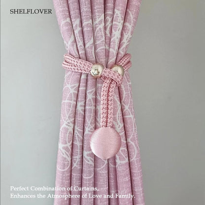 2pcs Fabric Curtain Tiebacks, Windows Curtain Hold Back for Home Essential Bedroom Living Room, Circular Rope Holder, Pink