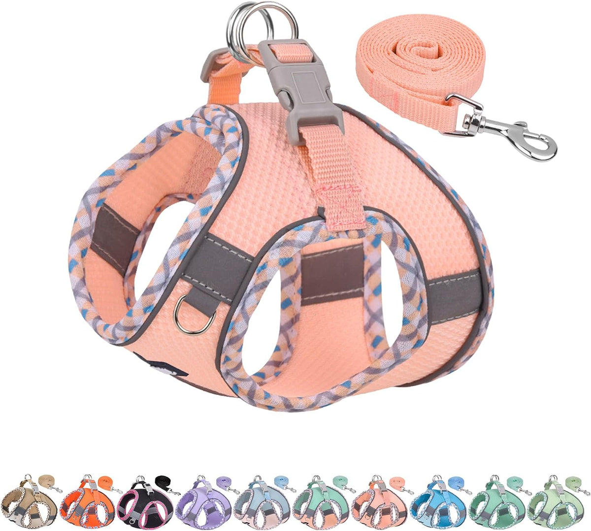 AIITLE Tiny Dog Harness and Leash Set, Step-in Vest for Puppy, Pink XXXS