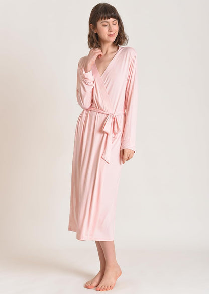 Women's Viscose Robes Long Sleeves Bathrobe with Pockets