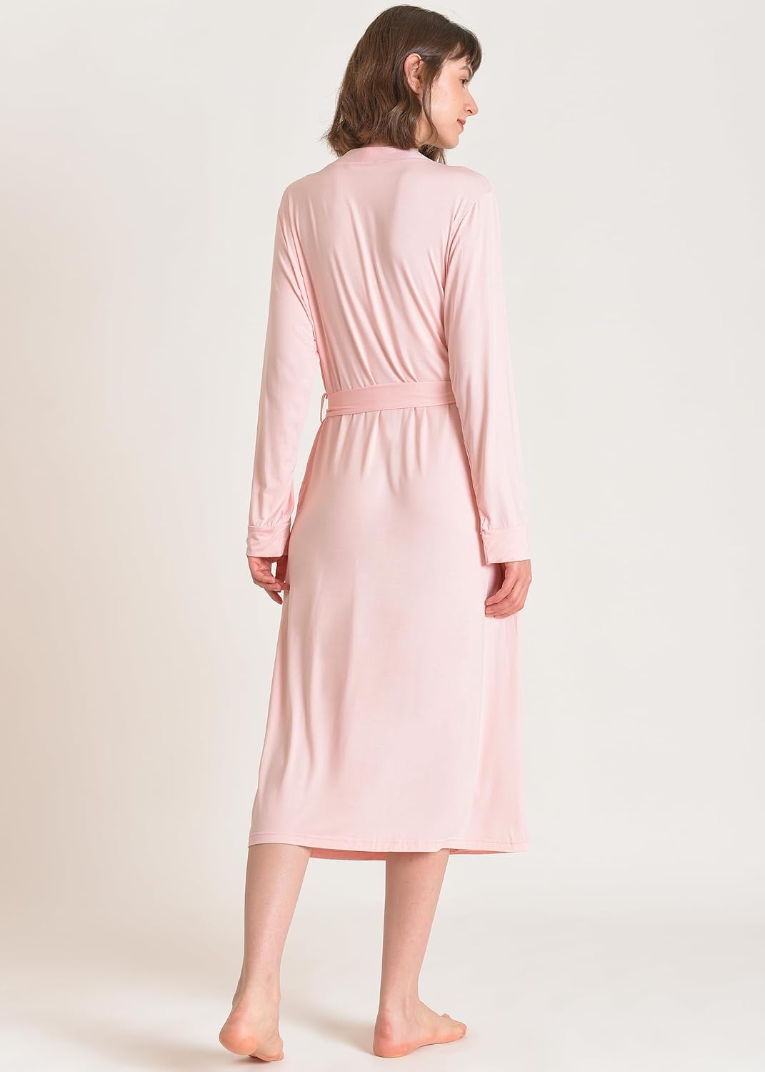 Women's Viscose Robes Long Sleeves Bathrobe with Pockets