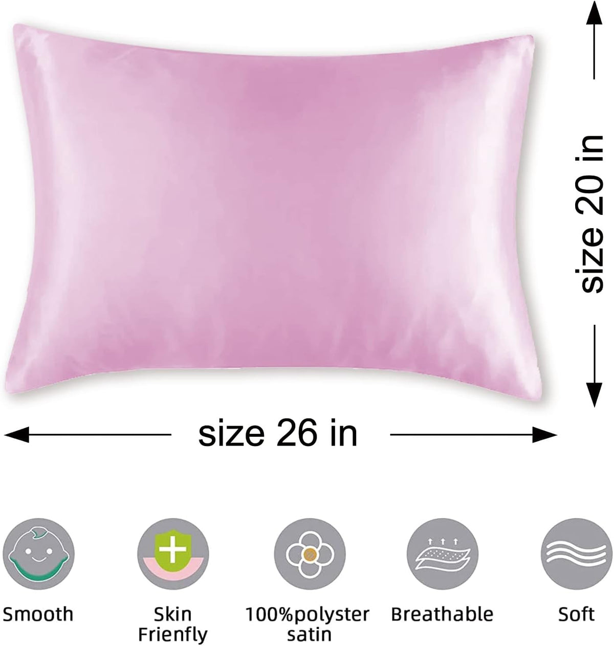 Pink Satin Pillowcase, Similar to Silk Pillow Cases 20x26 inches