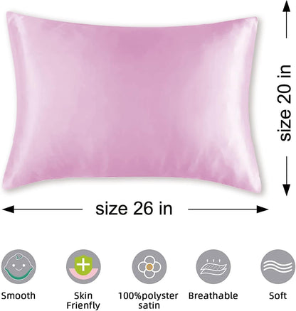 Pink Satin Pillowcase, Similar to Silk Pillow Cases 20x26 inches