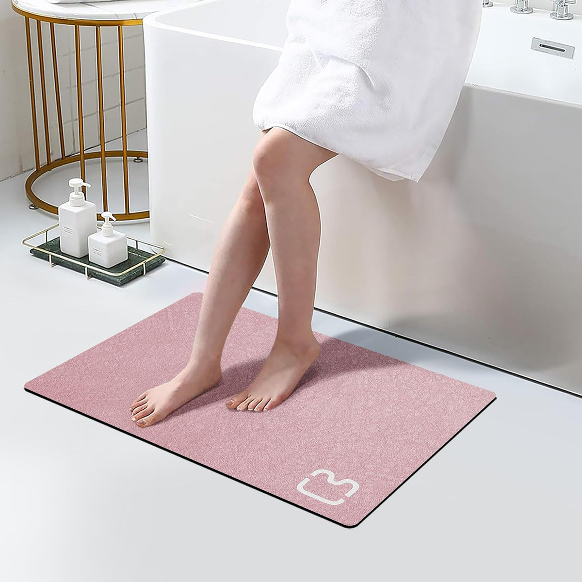 RUERYA Blush Pink Bathroom Rugs Stone Bath Mats for Bathroom,15.7"x23.6"