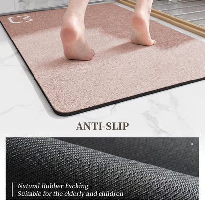 RUERYA Blush Pink Bathroom Rugs Stone Bath Mats for Bathroom,15.7"x23.6"