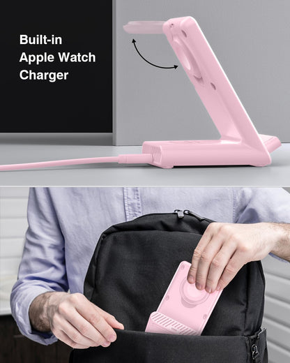 Wireless Charging Station,3 in 1 Charging Stand for Apple Multiple Devices