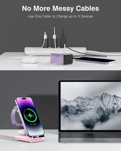 Wireless Charging Station,3 in 1 Charging Stand for Apple Multiple Devices