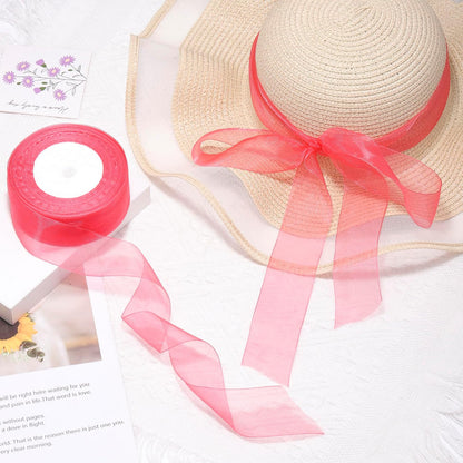 1-1/2 Inch Sheer Organza Ribbon 50 Yards Peach Chiffon Ribbon for Gift Wrapping,Bouquets,Wedding,DIY Craft
