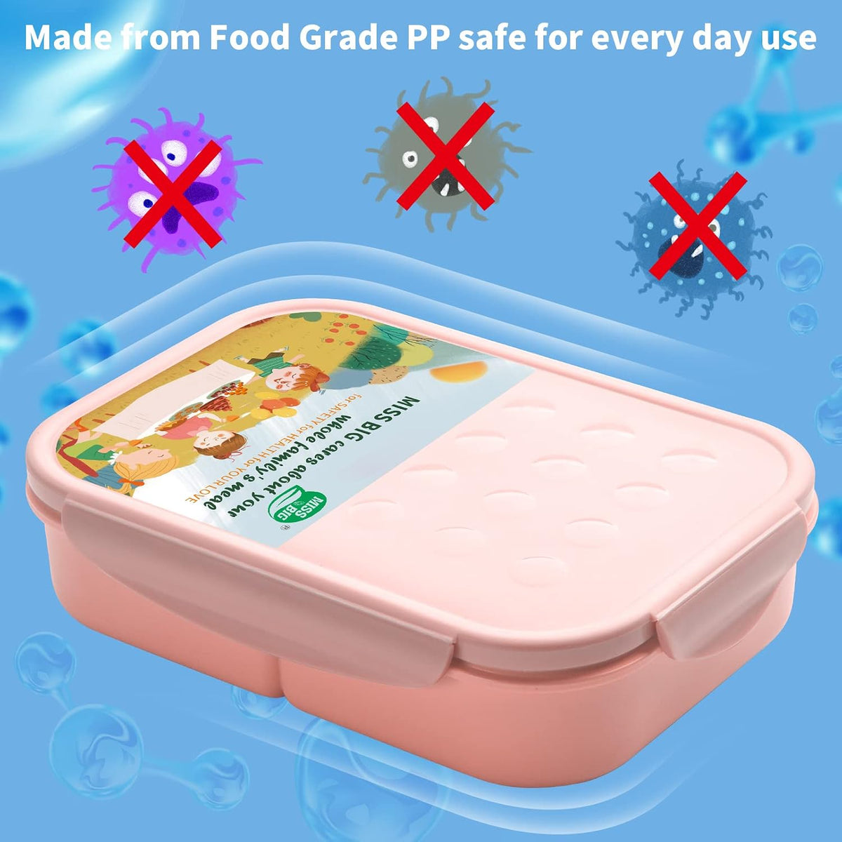 ® Bento Lunch Box for Kids, 1150ml, 3 Compartments, Pink