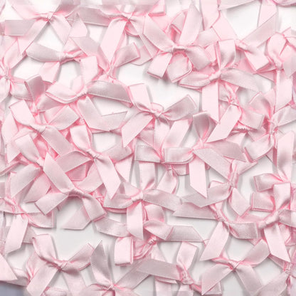 60pcs 1.7" Mini Pink Ribbon Bows Decor – Small DIY Satin Bows for Crafts, Little Bows for Gift Wrapping, Tiny Bow Stickers for Scrapbook Treats Balloon Cake Hairstyle Candle Decorations