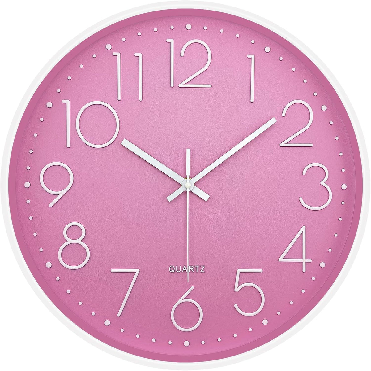 Modern Wall Clock for Living Room Decor, 14 Inch Large Wall Clock Silent Battery Operated, Classic Pink Round Analog Clock for Bedroom, Kitchen, Office, Bathroom, Outdoor Patio, Pool