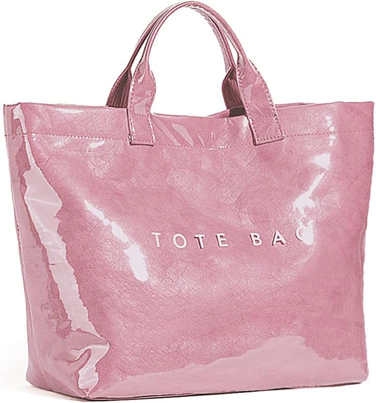 Women's Large PVC Tote Bag Letters Print Handbags Paper Shoulder Bag Clear Shopping Hobo Bag