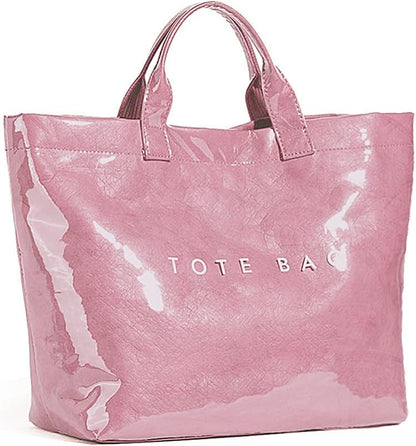 Women's Large PVC Tote Bag Letters Print Handbags Paper Shoulder Bag Clear Shopping Hobo Bag