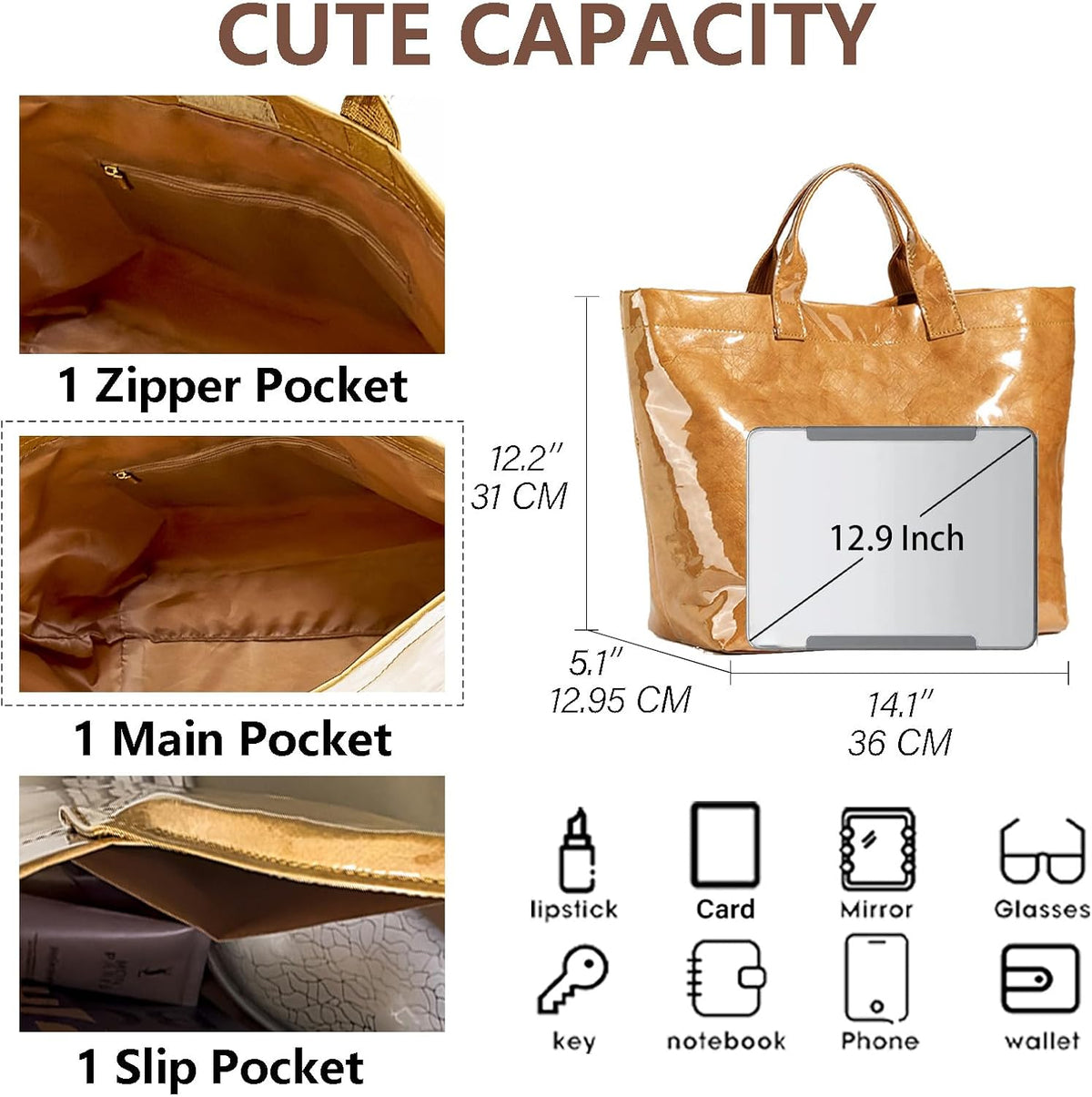 Women's Large PVC Tote Bag Letters Print Handbags Paper Shoulder Bag Clear Shopping Hobo Bag