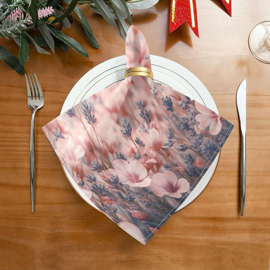 Blueangle Pink Wild Flowers Cloth Napkins, Set of 1,20x20 Inch Heavy Duty Fabric for Holiday Parties & Dinner Table Decor（43）