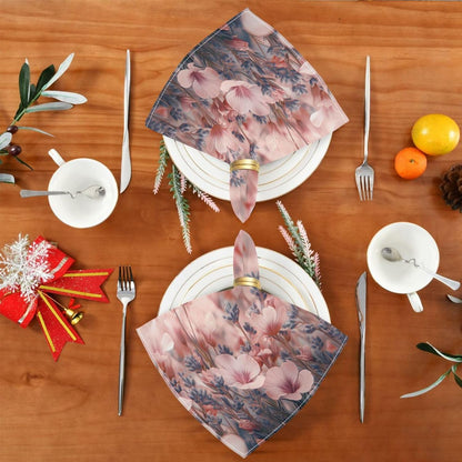 Blueangle Pink Wild Flowers Cloth Napkins, Set of 1,20x20 Inch Heavy Duty Fabric for Holiday Parties & Dinner Table Decor（43）