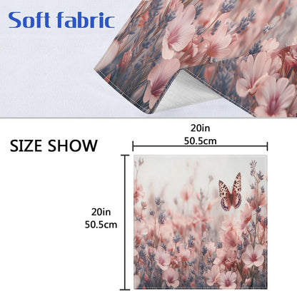 Blueangle Pink Wild Flowers Cloth Napkins, Set of 1,20x20 Inch Heavy Duty Fabric for Holiday Parties & Dinner Table Decor（43）
