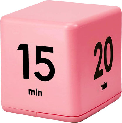 Cube Timer, Kids Timer with Gravity Sensor Flip 15 20 30 60 Mins Countdown Settings for ADHD, Time Management, Classroom, Productivity Workout, Kitchen, Cooking, Study (Pink)