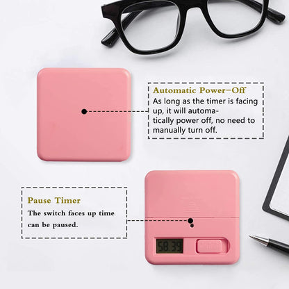 Cube Timer, Kids Timer with Gravity Sensor Flip 15 20 30 60 Mins Countdown Settings for ADHD, Time Management, Classroom, Productivity Workout, Kitchen, Cooking, Study (Pink)