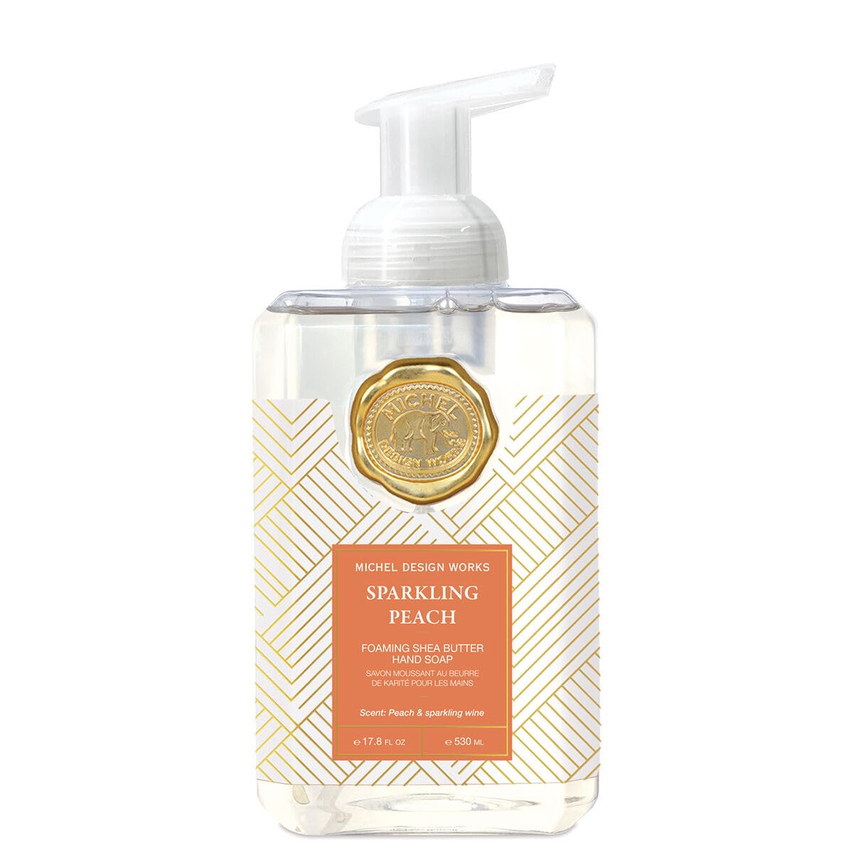 Foaming Hand Soap, Sparkling Peach, Beautiful Square Container with Pump