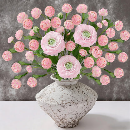 Dolicer Real Touch Ranunculus Artificial Flowers, 18 Inch Fake Peonies Artificial Flowers, Pink Faux Flower for Vase Faux Peony Bulk for Home Table Wedding Bridal Bouquet Decor 8Pcs