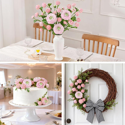 Dolicer Real Touch Ranunculus Artificial Flowers, 18 Inch Fake Peonies Artificial Flowers, Pink Faux Flower for Vase Faux Peony Bulk for Home Table Wedding Bridal Bouquet Decor 8Pcs