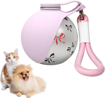 Portable Pet Water Bottle, 285ml/10 Oz Stainless Steel Compact Dog Drinking Bottles Leak Proof Cat Travel Water Bottles with Foldable Silicone Bowl for Outdoor Walking Hiking