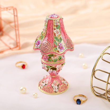 Vintage Pink Table Lamp Style Enamel Tirnke Box, Unique Gift for Family