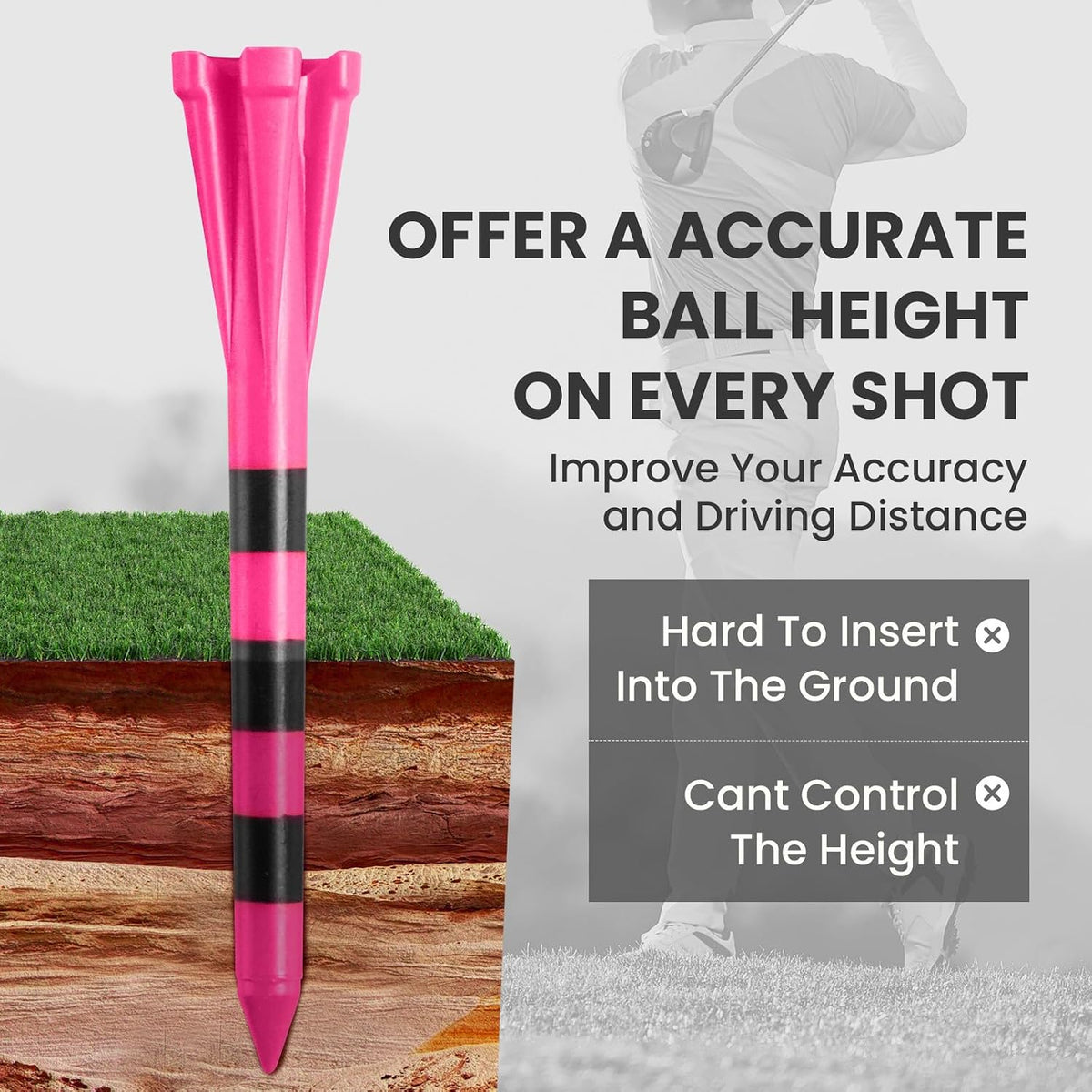 VEASAERS Golf Tees Plastic with Stripes
