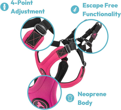 Escape Free Sport Dog Harness, Choke-Free, Pink, Large