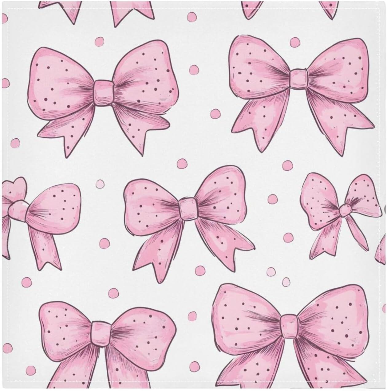 YETTASBIN Pink Bows Dot Cloth Napkins Set of 1, Reusable Washable Oversized Table Napkins for Family Wedding Dinner Party Home Decor, 20 Inch