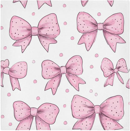 YETTASBIN Pink Bows Dot Cloth Napkins Set of 1, Reusable Washable Oversized Table Napkins for Family Wedding Dinner Party Home Decor, 20 Inch