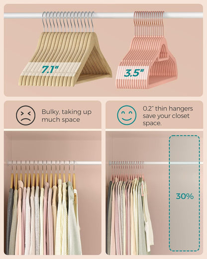 SONGMICS Velvet Hangers, Set of 30, Non-Slip, Space-Saving