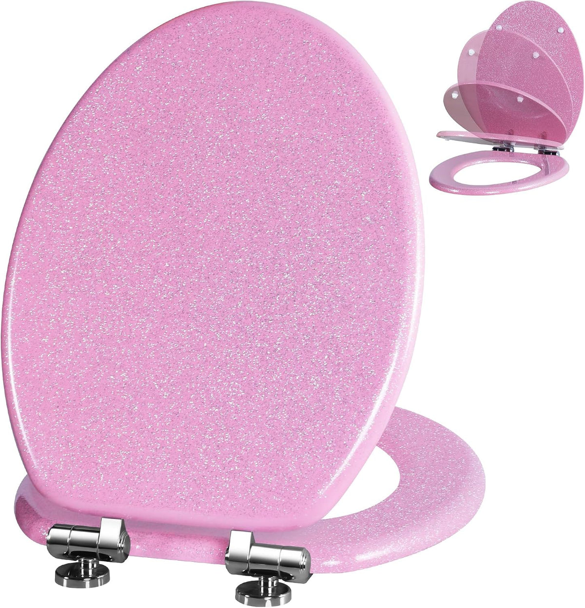 Glitter Toilet Seat, Slow Close (Elongated, Pink)