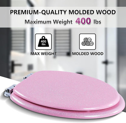 Glitter Toilet Seat, Slow Close (Elongated, Pink)