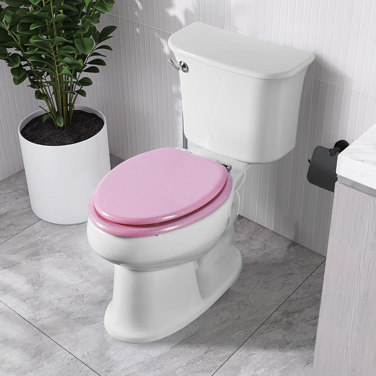 Glitter Toilet Seat, Slow Close (Elongated, Pink)