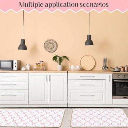 Coquette Bow Kitchen Mat Set of 2 Pink Bow Kitchen Rugs Coquette Room Decor Door Mat Pink Bow Decorations for Home Kitchen