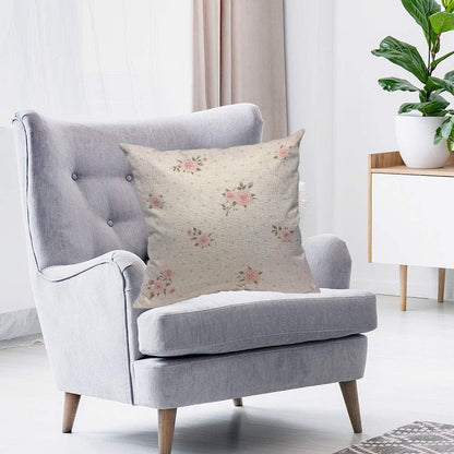 Floral Polka Dot Background Throw Pillow Case Cushion Covers Shabby Chic Style Pattern with Pink Roses Cotton Linen for Couch Bed Sofa Car Waist 20 x 20 inch