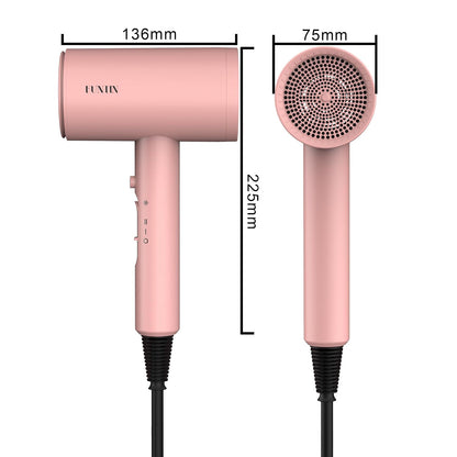 FUNTIN Hair Dryer, Blow Dryer with Diffuser Brush for Women 4C Thick Hair Ionic Hair Dryer(Baby Pink)